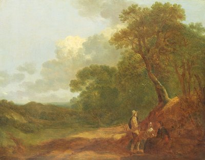 Waldlandschaft mit einem Mann, der mit zwei sitzenden Frauen spricht von Thomas Gainsborough